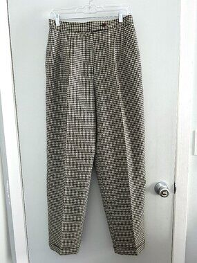 Vintage Giorgio Sant'Angelo Wool Houndstooth Pleated Tapered Trousers Size 10